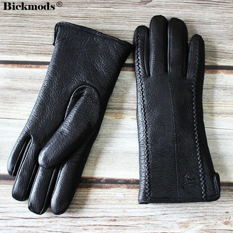Winter Cold and Warm Deerskin Gloves Women's Sheepskin Fur Lining Sheep Shearing Thickened Windproof Leather 2022 New ► Photo 1/6