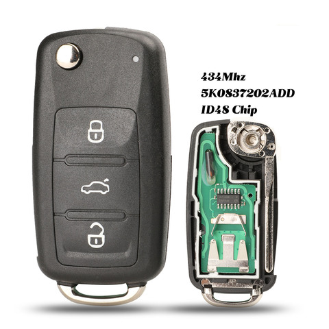 jingyuqin 5K0 837 202 AD Remote Key for VW/VOLKSWAGEN 5K0837202AD Beetle/Caddy/Eos/Golf/Jetta/Polo/Scirocco/Tiguan/Touran/UP ► Photo 1/5