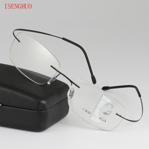 Rimless Eyewear Smart zoom Titanium Progressive Reading Glasses Men Women Presbyopia Hyperopia Multifocal Glasse 1.0-3.0 ► Photo 1/6