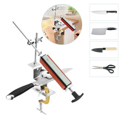 Professional kitchen knife sharpener system with 4pcs Whetstones+ Aluminum alloy+ G clip Knife Sharpener Tool Set ► Photo 1/6