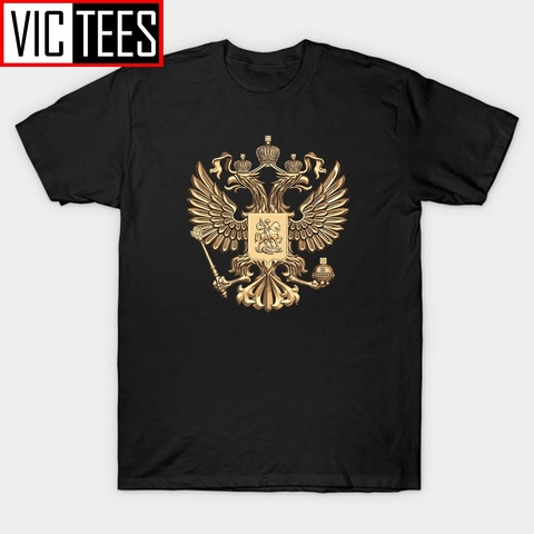 Men's 3D Printed T-Shirts Coat of Arms of Russia T Shirt Men 100% Cotton Gold Eagle 3D Tee Custom Tops Male ► Photo 1/6