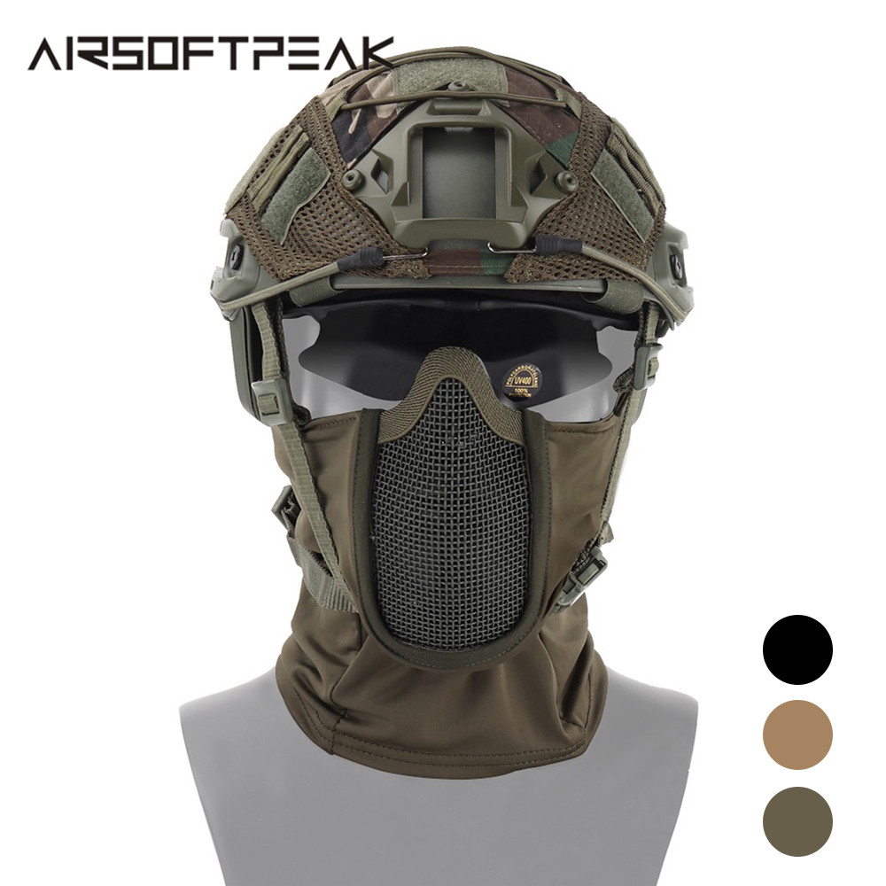 Tactical Balaclava Full Face Mask Steel Mesh Military Shooting Hunting Headgear 