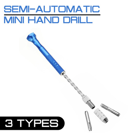 10pcs Twist Drill Bits Drill Wood Model Manual 0.5-3mm Drill Bit+Semi-automatic Mini Hand Drill +2pcs Double Side Chuck ► Photo 1/6