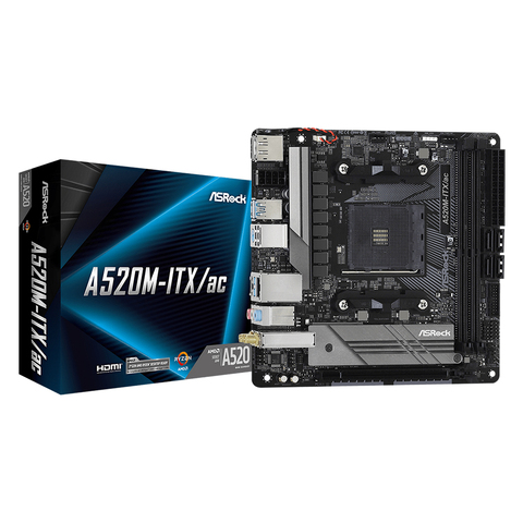 ASRock Super Alloy A520M-ITX/ac Desktop Motherboard A520 Socket For AMD AM4 CPU DDR4 SATA3, 1 Ultra M.2 USB 3.1 HDMI Mini-ITX ► Photo 1/5