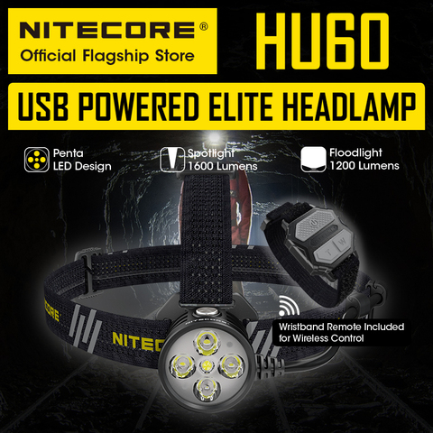 NITECORE HU60 wireless electronic focusing 1600 lumen zoom industrial adventure headlights ► Photo 1/1