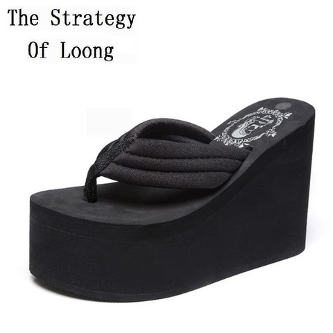 2022 New Arrival Women Chunky Sandals High Heels Wedges Flip Flops Lady Pure Color Water Taiwan Summer Shoes Plus Size 40 41 ► Photo 1/6