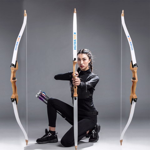 Huntingdoor 24-38lbs 62inch Recurve Bow White Take Down Long Bow Practice Archery Hunting Shooting for Beginner and Women Adult ► Photo 1/6