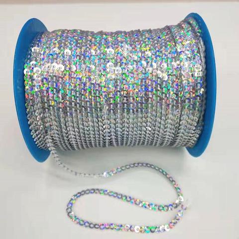 10 Yards 3mm Loose Sequin String For Crafts Sequin Ribbon Flake Trim DIY sapata pvc kids Matte Laser Silver ► Photo 1/3