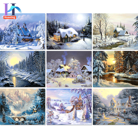 Winter Snow DIY Kit Painting By Numbers On Canvas Oil Pictures Acrylic Paint For Adults Coloring By Number Frame Home Decor Art ► Photo 1/6