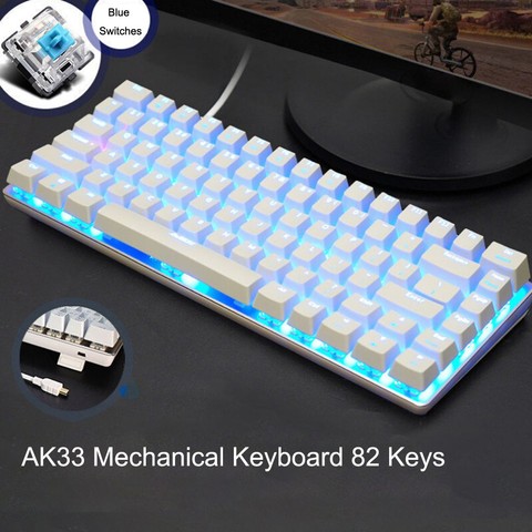 Gaming Keyboard AK33 Mechanical Keyboard Blue Black Switch 82-Keys Backlit Wired Computer Keyboards Gamer for PC Laptop Games ► Photo 1/5