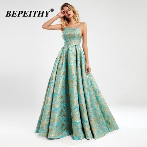 BEPEITHY Green Hoof flower Long Prom Dresses 2022 Sleeveless A Line Backless Sexy Evening Party Dress Vestido De festa платье ► Photo 1/1