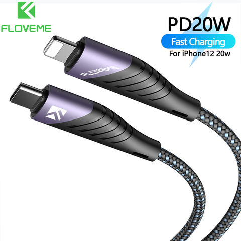 FLOVEME USB C Cable PD20W  for iPhone 12 Pro  PD18W   Fast Charge for iPhone11 X XR 8 Plus Type C Charger  for MacBook iPad ► Photo 1/1