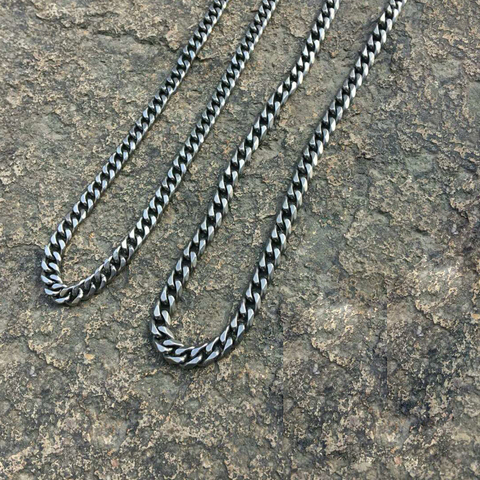 7 mm Pure Titanium Medium Curbed Chain Necklace for Man  for Sensitive Skin Nickel Free Jewelry Hypoallergenic ► Photo 1/4