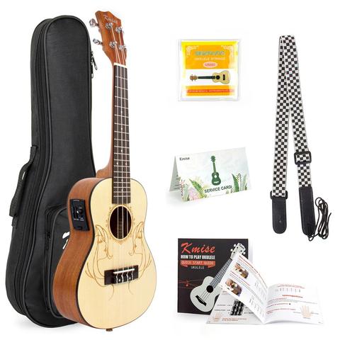 Kmise Acoustic Electric Ukulele Concert 23 inch Eletrico Ukelele Guitar w/ with Bag Strap String Instruction Book for Beginner ► Photo 1/6