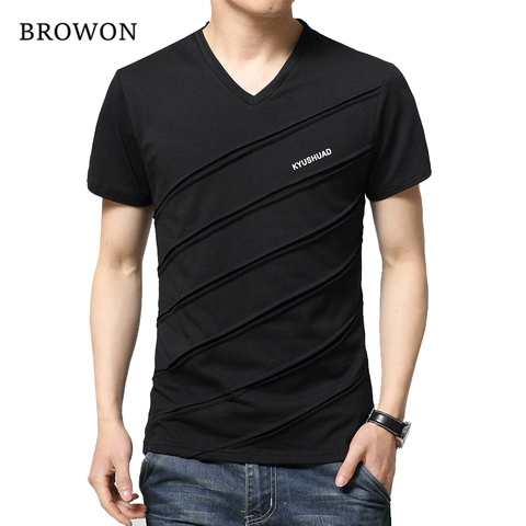 2022 New Summer T Shirt Men Patch Design Solid Color Short Sleeve Shirt Mens V Neck T-shirt Casual T-shirt Slim Tee Shirt Hommes ► Photo 1/6