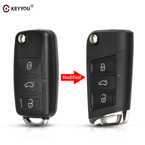 KEYYOU Modified Flip Remote Key Shell For Volkswagen VW Polo Passat B5 Golf MK5 Beetle 3 Buttons Replacement Car Key Cover ► Photo 1/6