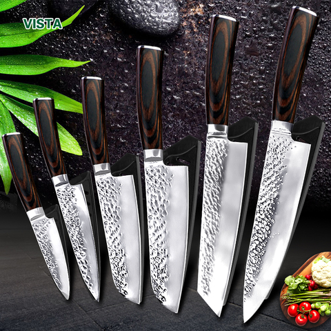 Kitchen Knife Set Japanese Damascus Pattern Chef Knives Stainless Steel  Cleaver