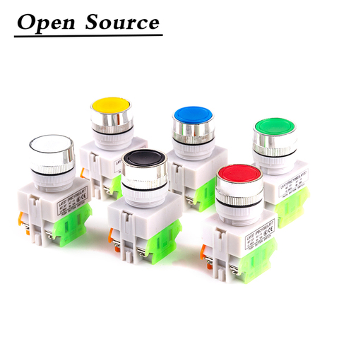 22mm LAY37 Self-locking/Latching Self-reset/Momentary Push Button Switches Red Green Blue Yellow White Black 1NO 1NC 10A250VAC ► Photo 1/6