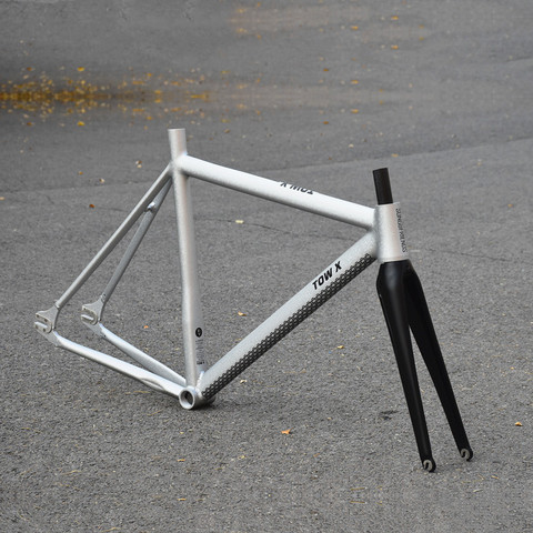 Song&Friends TOW-X Cracked Silver 700c 6061 Aluminum Fixed Gear Frame Carbon Fork Transition Diameter 55cm High Quality Frameset ► Photo 1/5