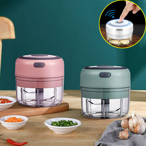 Electric Mini Vegetable Grinder Garlic Masher Wireless Portable Kitchen  Tools