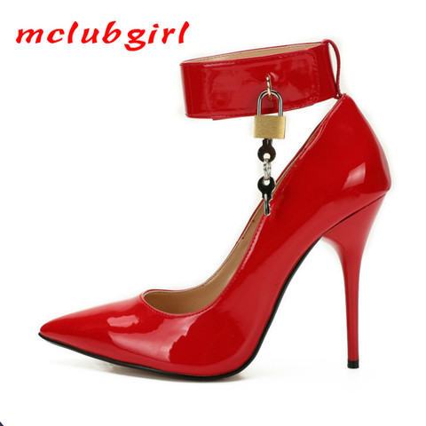 Mclubgirl  Women Man Super Large size Lock Fine Heel 12cm Pointed Women's Single Shoes Quick Lying  Special Supplier ZQJ ► Photo 1/6