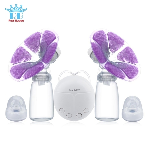 Real Bubee Single/double Electric Breast Pump With Milk Bottle Infant Usb Bpa Free Powerful Breast Pumps Baby Breast Feeding ► Photo 1/5