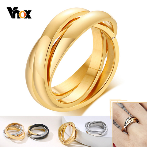 Vnox Elegant Interlocked Circle Women Ring Classic Love Wedding Band Glossy Stainless Steel Temperament Party Jewelry ► Photo 1/6