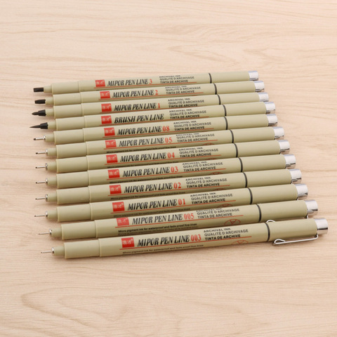 12pc Micron Neelde Soft Brush Drawing Pen Pigment 005 01 02 03 04 05 08 Brush fine point Markers pen Drawing Painting Stationery ► Photo 1/6