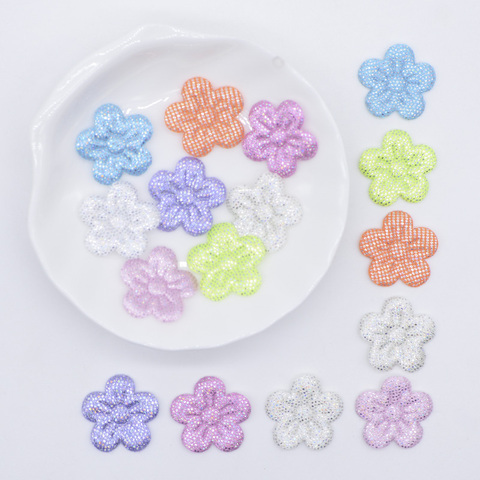 100Pcs 20mm Colorful Fabric Flower Applique Padded Patches for DIY Wedding Festival Clothes Hat Headwear Hairpin Bow Decor P74 ► Photo 1/4