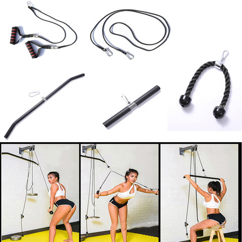 Gym Fitness Accessories Cable Lat Pull Down Machine Equipment Arm Biceps Triceps Blaster Handle Weight Lifting Workout Bar Rope ► Photo 1/6