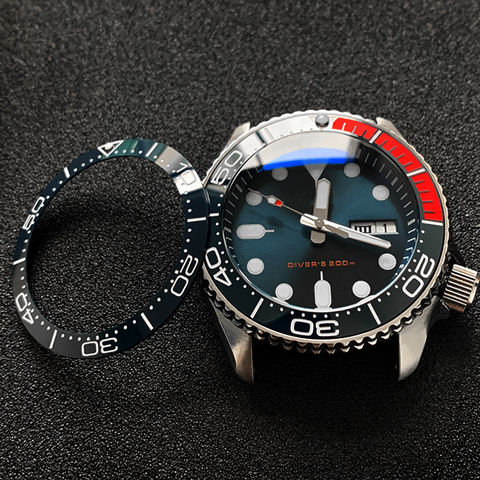 Sloped ceramic bezel insert 38*30.6mm Luminous pip at 12 For Seiko SKX007 SKX009 For Omega Sea master series MOD watch parts ► Photo 1/1