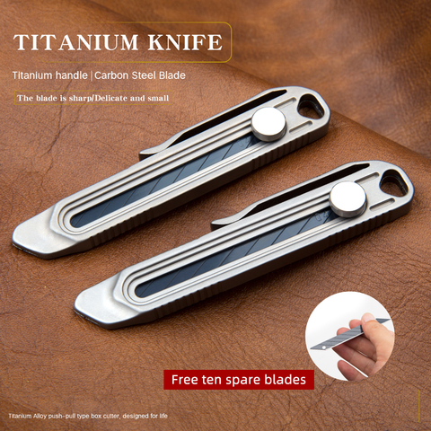 Titanium Alloy Telescopic Knife Utility Knife Blades Sharp Portable Tool Knife quick  blade pocket knife s ► Photo 1/6