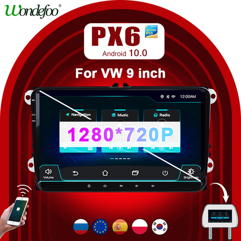 PX6 CAR Radio 2 DIN Android 10 for VW PASSAT B6 B7 Golf 5 6 BORA Fabia Rapid Seat Leon Altea 2din Autoradio Stereo Receiver ► Photo 1/6