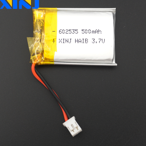 XINJ 3.7V 500mAh LiPo Polymer Battery cell 602535 2pin JST 2.0mm plug For bluetooth speaker GPS Sat Nav Camera Driving recorder ► Photo 1/4