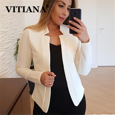 VITIANA Women Thin Coat Spring 2022 Female Long Sleeve Open Stitch White OL Womens Jackets and Coats Femme Plus SIze 5XL Clothes ► Photo 1/6
