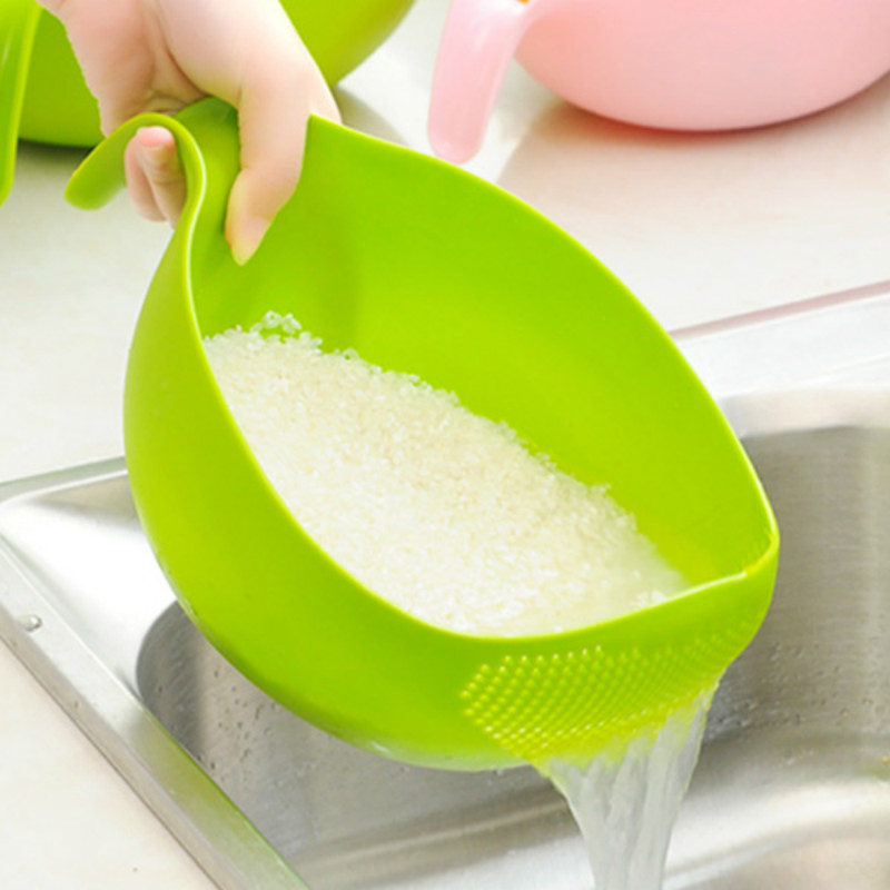 1pc Rice Beans Washing Filter Plastic Peas Strainer Multifunctional Basket Sieve Drainer Cleaning Gadget Random Color