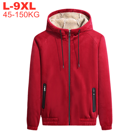 Winter Fleece Hooded Jackets Coats Men Softshell Jacket Male Warm Parka Windbreaker Thick Men's Overcoat Plus Size 7xl 8xl 9xl ► Photo 1/6