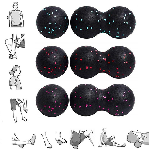 (Ship Now) 2Pc Peanut Fitness Massage Ball Set Double Lacrosse Mobility Ball for Myofascial Physical Therapy Deep Tissue Massage ► Photo 1/6