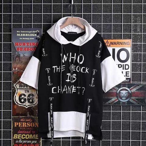 Japanese Student Street Harajuku Patchwork Hoodies Letters Printed Men Oversize Hip Pop Hoodie Summer Hoodies Plus Size S-3XL ► Photo 1/6