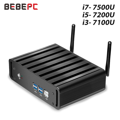 BEBEPC Mini PC Core i7 7500U i5 7200U i3 7100U Windows 10 Compact Desktop PC 4K UHD HTPC HDMI 300M WiFi 6xUSB Micro Computer ► Photo 1/6