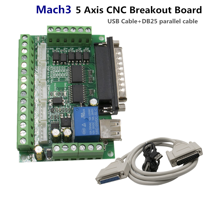 DB25 Cable CNC 5 Axis USB MACH3 Breakout Board Motor Driver Interface Control 