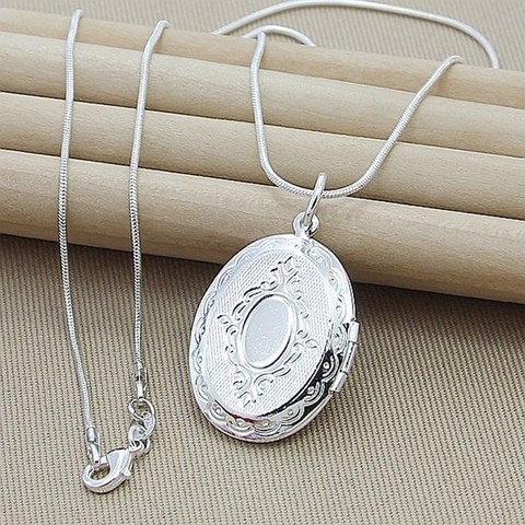 Christmas Gift 925 Sterling Silver Photo Frame Pendant Necklace Female Charm Jewelry Necklace Top Quality ► Photo 1/6