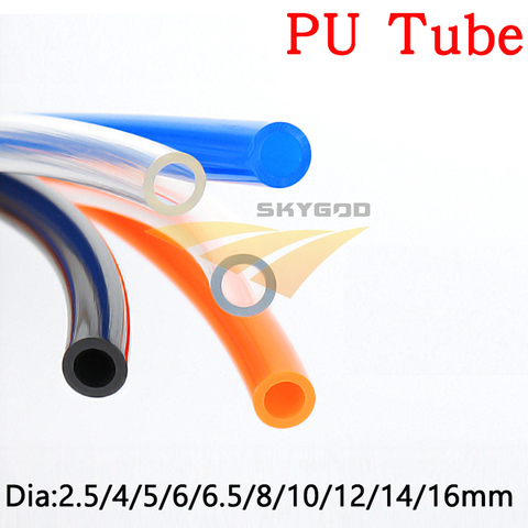 High Pressure PU Tube 2.5 4 5 6 6.5 8 10 12 14 16 mm Diameter Pneumatic Parts Flexible Hose Water Air Gas Compressor Soft Pipe ► Photo 1/4