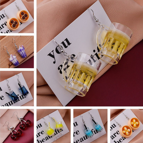 New Fashion Enamel Cherry Beer Dinosaur Butterfly Dangle Earrings for Women Cartoon Design 3D Dice Drop Earrings Funny Jewelry ► Photo 1/6