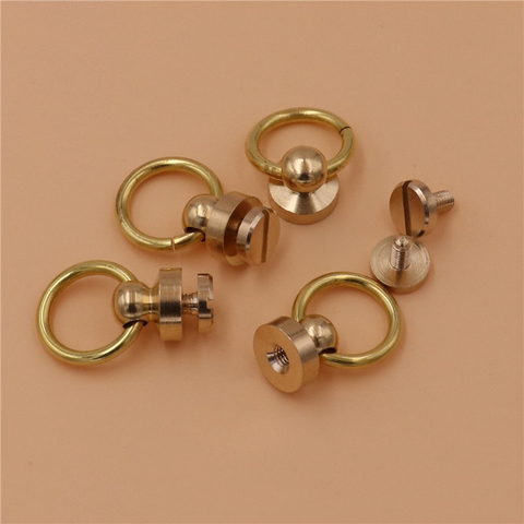 DIY leather craft solid brass screws rivet with o ring handle 10pcs/lot ► Photo 1/4