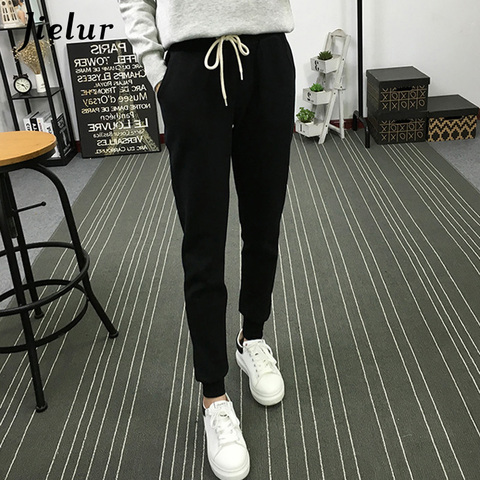 Jielur Summer Fitness Long Pants Female Leisure Soft Trousers for Women Drawstring Solid Color Casual Harem Pants Woman M-XXL ► Photo 1/6