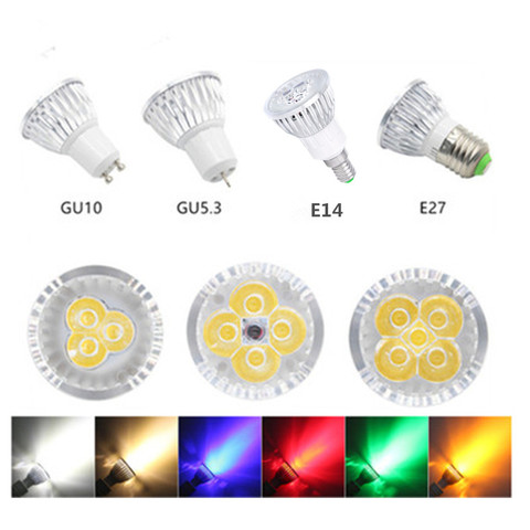 Led Bulb Spotlight 3W 4W 5W GU10 GU5.3 E27 E14 110V 220V Cold White Nature White 4000k Red Green Blue Yellow Dimmable Spot Light ► Photo 1/6