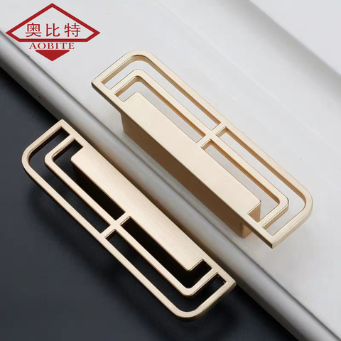 AOBT Classical Cabinet Vintage Brass Hollow Handles for Furniture Cabinet Handles Antique Bookcase Drawer Wardrobe Door Pulls ► Photo 1/6