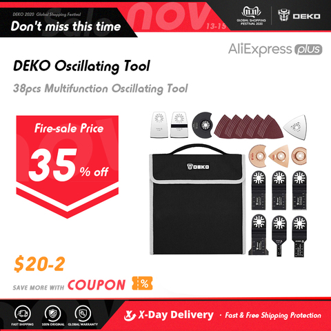 DEKOPRO 38pcs Multifunction Oscillating Tool Quick Release Multitool Blades Power tools Accessories Set with A Storage Bag ► Photo 1/6