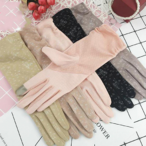 Summer Driving Sun Protection Gloves Women Girls Mid-long Thin Cotton Sun UV Resistant Touch Screen Gloves Lady Breathable Glove ► Photo 1/6